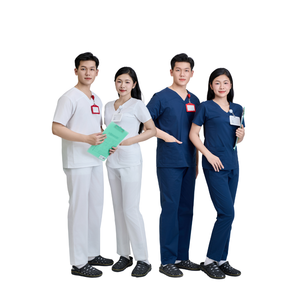 เสื้อสครับแพทย์สำหรับผู้หญิงชุดยูนิฟอร์มพยาบาลสีขาวเสื้อผ้าโรงพยาบาลสำหรับผู้ชาย/ผู้หญิง - Product Image 1