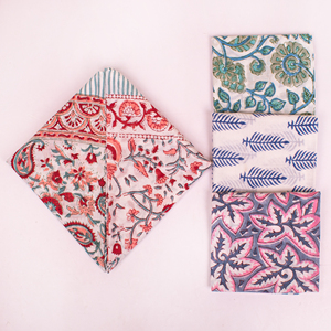 Craftjaipur Summer Collection Eco-Friendly Cotton Hand Block Printed Floral Pattern Breathable <b>Tie</b> <b>Back</b> Multifunctional Bandana - Product Image 5