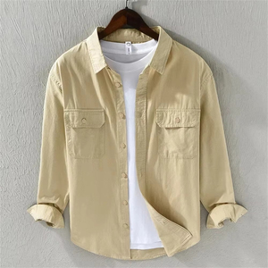 Camisa de mezclilla informal para hombre, camisa azul de manga larga con botones para uso diario, ropa de calle, viajes al aire libre y estilo informal moderno - Product Image 5