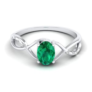 Anillos de Compromiso REYES Exclusivos de Plata de Ley 925 con Corte Ovalado y Esmeralda de 0.75 Quilates para Mujer, Joyería Fina - Product Image 5