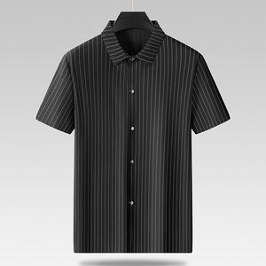 Men's Striped Short Sleeve Button <b>Down</b> Casual Shirt Woven Fabric Regular Fit - Product Image 1