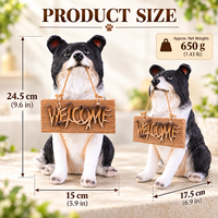 Décorations d'extérieur pour chiens en résine, personnalisables OEM, panneaux de bienvenue, statues d'animaux pour collections, vente en gros