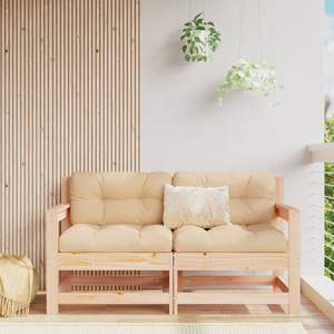 Sofá Esquinero de Jardín de Madera de Pino Natural Sólido, Madera Contrachapada Mediana, Muebles Elegantes para Exteriores - Product Image 1