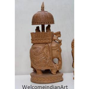 Ensemble de 1 modèle de sculptures d'éléphant en bois Figurines élégantes - Product Image 5