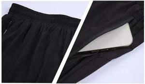 <b>Men</b> Light Blue Solid Color Breathable Swim <b>Trunks</b> With Zipper Pocket Regular Fit Knitted Spandex Polyester Shorts - Product Image 2