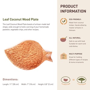 Vente en gros de bols à salade rustiques en bois de coco sculpté à la main en forme de feuille, durables, écologiques, style tropical, pour les fêtes - Product Image 5