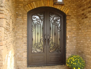 Puerta de Entrada de Hierro Decorativa Francesa Personalizada, Impermeable, con Marco de Acero y Panel de Vidrio, para Proyectos de Hoteles, Villas y Escaleras - Product Image 3