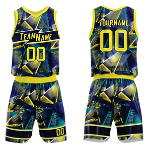 Conjunto de Camiseta de Baloncesto Sublimada Personalizada, Unisex para Adultos, Cuello en V, Sin Mangas, Absorbe la Humedad, Estampado Geométrico en la Parte Delantera - Product Image 5