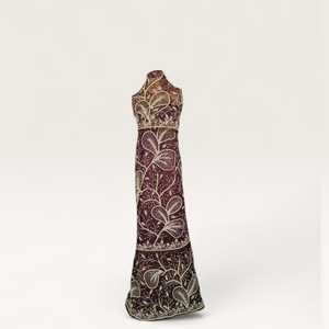 Chocolate <b>Brown</b> Luxury Beaded George Fabric with Gold Leaf Embroidery for Nigerian Wedding & Party Wear - Product Image 1