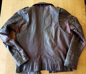 Men's Genuine Leather Winter Jacket Vintage Biker Motorcycling <b>Coat</b> Stand Collar <b>Zipper</b> Waterproof Regular Length Pocket High - Product Image 2