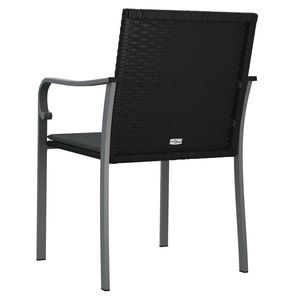 Ensemble de 6 chaises de jardin en acier durable et en rotin PE noir, meubles d'extérieur grands et élégants - Product Image 6