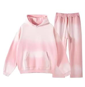 Acid Wash Solid Eco-Friendly Winter Sweat Suit Sun Faded Hooded & <b>Trouser</b> 100% Cotton Baggy Look Unisex Tracksuit Set - Product Image 1