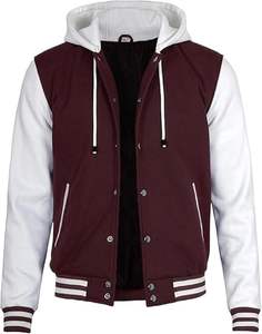 Chaqueta Bomber Oversize de Invierno con Logotipo Personalizado Bordado, Estilo Preppy, Cierre de Botones a Presión, Chaqueta Letterman Vintage con Capucha - Product Image 3