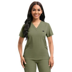 Women <b>Purple</b> <b>Scrub</b> Set V-Neck Top With Pockets And Jogger Pants Hospital Uniforms Polyester Cotton Knitted Fabric - Product Image 2