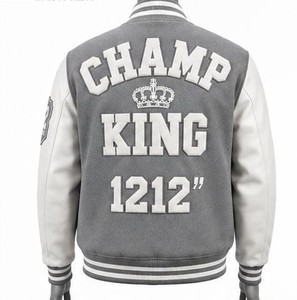 Men's Varsity Jacket With White Letter Embroidery Front Regular Fit - Product Image 6