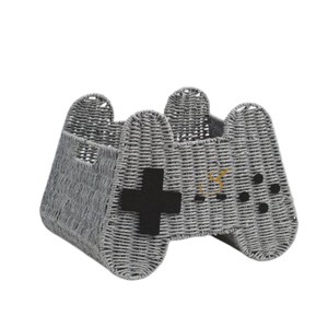Panier de rangement unique en jonc de mer tressé à la main en forme de manette de jeu, organiseur créatif pour salle de jeux vidéo - Product Image 3
