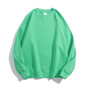 Sweat-shirt rose oversize à col rond unisexe, coupe classique, en coton tricoté, pull décontracté style automne, couleur unie - Product Image 2