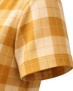 Mustard Yellow And Plaid Womens Short Sleeve Button Up Shirt Casual Summer Lightweight Breathable <b>Checkered</b> <b>Top</b> With Pocket - Product Image 5