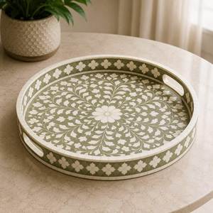 Buffalo Bone Handmade Eco-Friendly High Quality Serving Tray Checkerboard Pattern <b>Moroccan</b> Design Decorative Home Villa Hospital - Product Image 5