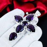 Pendentif croix en améthyste, argent sterling 925, bijou artisanal, pendentif en cristal violet, cadeau pour elle