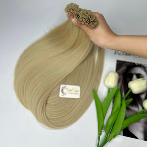 Extensions de cheveux humains Remy vietnamiens à pointe plate en kératine, blond platine, personnalisées par Sun Hair Company - Product Image 5