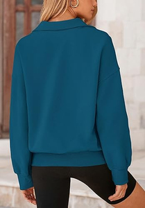 High Quality Custom Embroidered Logo <b>Stand</b> Collar Half Zip Women's Long Sweatshirts for Winter Street Wear Factory Low Prices - Product Image 2