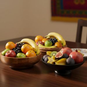 Tazón de Madera de Acacia Hecho a Mano con Diseño de Anillo, Tazón de Madera para Frutas, Ensaladas y Bocadillos, Acabado Natural Seguro para Alimentos - Product Image 2