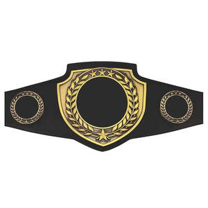 Cinturón de Campeonato Negro con Corona de Laurel Dorada y Diseño de Estrella, Hebilla de Aleación con Impresión por Transferencia de Calor, Unisex - Product Image 1