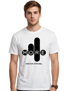 ONETEN <b>Men</b> <b>White</b> O-Neck <b>Short</b> <b>Sleeve</b> T-<b>Shirt</b> Back Letter Print Graphic Tee - Product Image 5