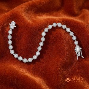 สร้อยข้อมือลูกปัดมอยซาไนต์สีเงิน สร้อยข้อมือลูกปัดทรงกลมหรูหรา สำหรับผู้ชาย ผู้หญิง เครื่องประดับแฟชั่น ของขวัญสุดหรู - Product Image 2