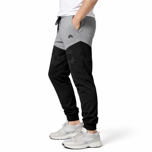 กางเกงวอร์มสองสีเกรย์กางเกงวิ่งลายกะโหลกผ้าฝ้ายผสมเข้ารูปกางเกงลำลองมีกระเป๋าหูรูด - Product Image 5