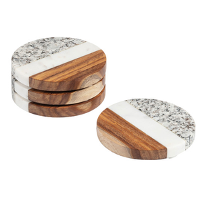 Sous-verres en marbre naturel au design moderne, écologiques, durables, lavables, accessoires de table en pierre - Product Image 5