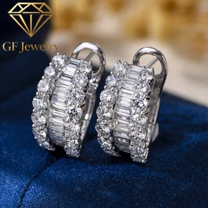 Pendientes de Aro con Diamantes Cultivados en Laboratorio, Corte Baguette, de Lujo, para Mujer, Oro Blanco de 14K, con Diamantes de 4ct en los Laterales, Certificación IGI, GF Jewelry - Product Image 2