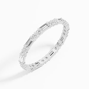 Banda eterna clásica de Plata de Ley 925 para mujer al por mayor 0,70 Ctw Baguette Moissanite IGI SGL HRD rodio certificado - Product Image 2