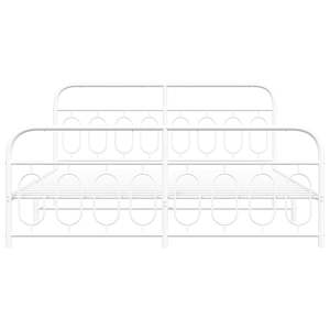 Cadre de lit complet en acier blanc moderne, lit en métal rectangulaire moderne - Product Image 4