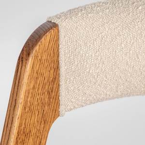Modern Luxury Curved <b>Dining</b> Armchair - Solid Oak Wood Accent <b>Chair</b> with Beige Boucle Fabric Cushion for Home, Restaurant, Hotel - Product Image 4