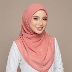 Nuevo Pañuelo Cuadrado Bawal Estampado Personalizado, Chal sin Plancha de Algodón Voile Estampado, Bawal Tudung, Hiyab Musulmán Suave y Transpirable - Product Image 6