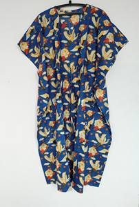 Robe Kaftan Indienne en Coton pour Femme, Imprimé Floral Vintage Jungle, Dentelle, Imprimé Oiseaux Bleus, Longueur Genou, Manches 3/4, Silhouette Trapèze - Product Image 2