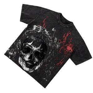 เสื้อยืดวินเทจแบบสตรีทแวร์แห้งเร็วเสื้อยืดซักกรดสีดำระบายอากาศได้ดี - Product Image 1