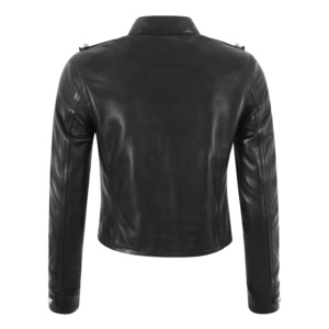 Chaqueta de Mujer Personalizada 100% Cuero Genuino de Oveja Napa, con Tachuelas, Negra, Corte Ajustado, Chaqueta de Moda, Fabricante Mayorista OEM ODM - Product Image 2