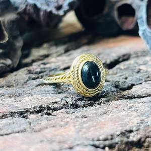 Anillo Étnico Bohemio de Latón con Ónix Negro, Joyería Artesanal con Piedras Preciosas para Mujer, Chapado en Oro/Plata de 18K, Venta al Por Mayor - Product Image 6