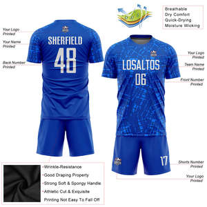 Conjunto de Uniforme de Fútbol Azul Rey Personalizado, Transpirable, de Secado Rápido, Jersey y Pantalones Cortos de Poliéster Sublimado, Uniforme de Fútbol al por Mayor OEM - Product Image 3