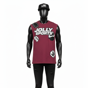 Camiseta sin mangas de algodón jersey estilo urbano con estampado gráfico y logo personalizado, camiseta de verano 100% algodón para hombre, corte holgado, estampada. - Product Image 6