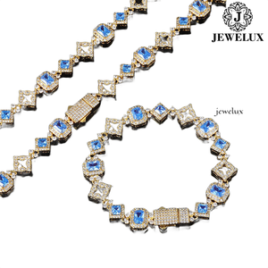 Premium Quality Women's Gold Plated <b>Statement</b> <b>Necklace</b> Moissanite Geometric Link Chain Luxury Party Jewelry For Export - Product Image 2