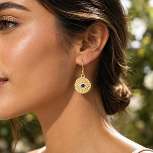 ต่างหูนาซาร์ |   ต่างหูทรงหยดน้ำประดับด้วยลาพิส ลาซูลี ชุบทอง 18K - Product Image 5