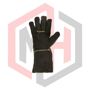 Gants de jardinage en cuir, gants de sécurité en cuir croûte, anti-chaleur, durables, respirants, sans silicone, sans poudre, poignet tricoté de 14 pouces - Product Image 2
