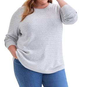 Pull en tricot à manches longues pour femmes grandes tailles, en laine/acrylique douce, décontracté, automne-hiver, mode, couleur personnalisée, logo sur le devant - Product Image 1