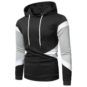Sweat-shirt à capuche pour homme, coupe ajustée, tricoté, style décontracté, color block, pour l'automne, noir, gris, blanc, 2027 - Product Image 1