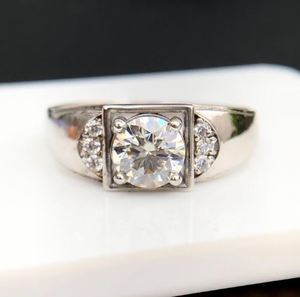 1.5 Carat <b>Mens</b> Moissanite <b>Ring</b> 925 Sterling <b>Silver</b> White Gold Plated Wedding Band D Color Factory Wholesale <b>Ring</b> - Product Image 3