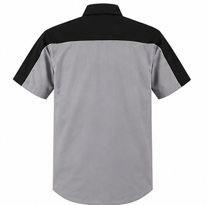 เสื้อเชิ้ตแขนสั้นผู้ชายลำลอง คอปกป๊อปลินบล็อกสี ใส่ได้ในฤดูร้อน - Product Image 4